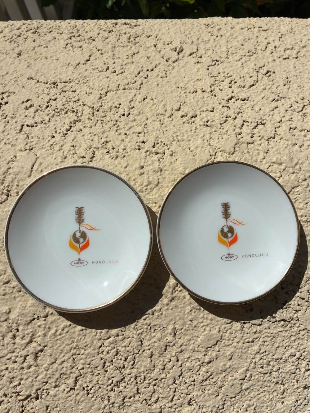 Vintage Host Hawaiian Hotel, Honolulu  Porcelain Ashtrays - Set of 2